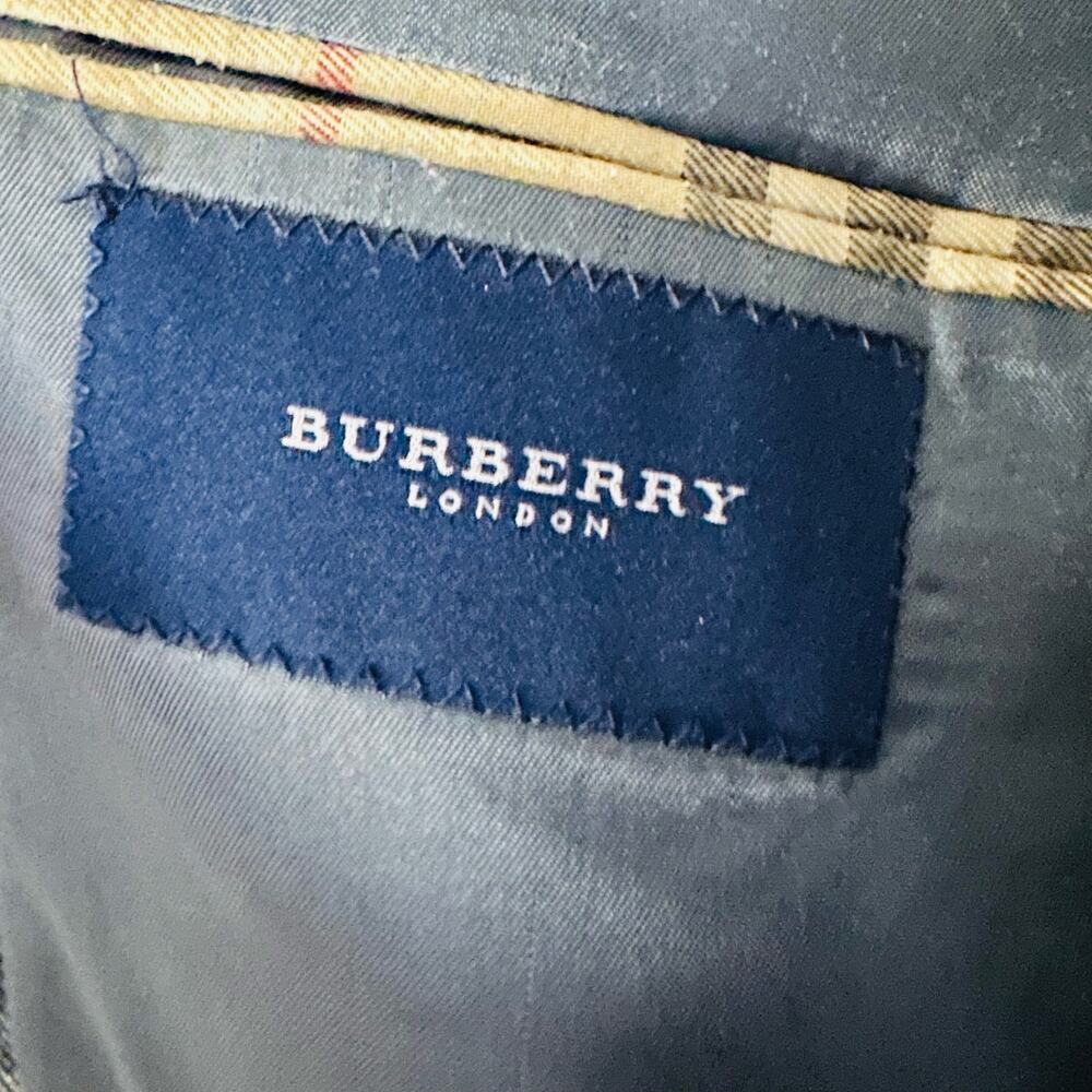 BURBERRY London Mens Gray Herringbone 44 Long Wool Silk Blend Blazer Size 44 - Picture 12 of 14
